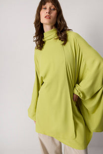 Top kimono in viscosa con collo alto drappeggiato