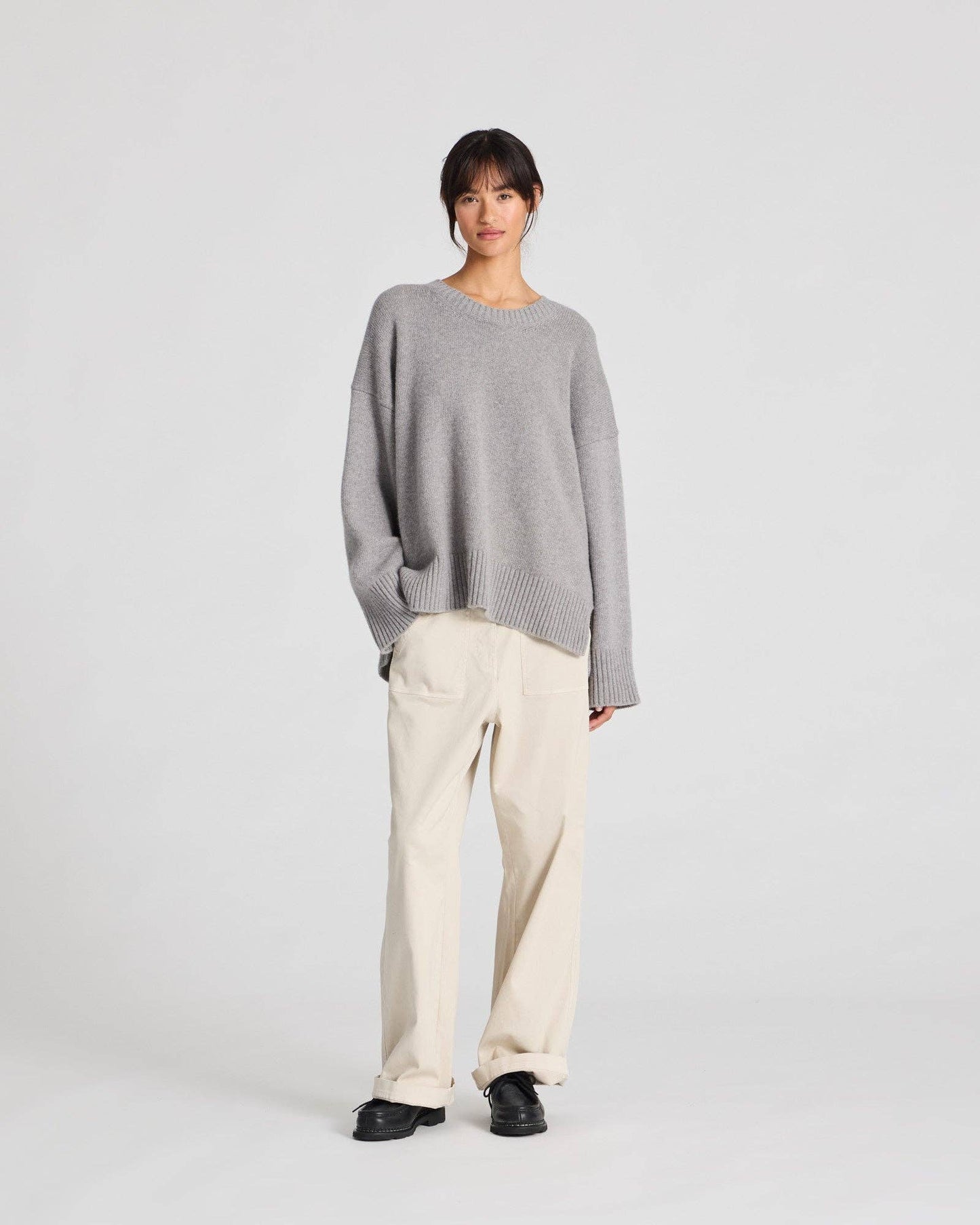 Maglione Vigga in lana d’agnello grigio melange