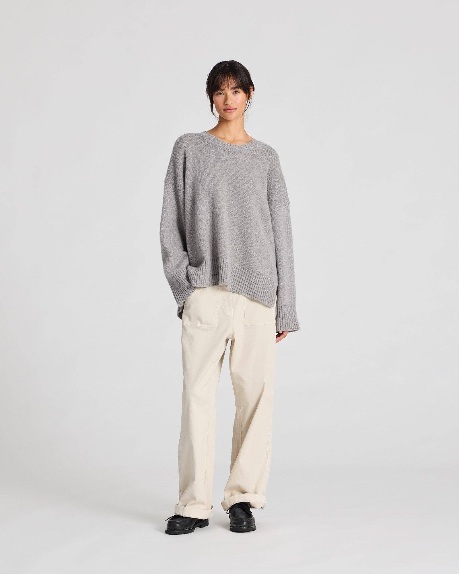 Maglione Vigga in lana d’agnello grigio melange