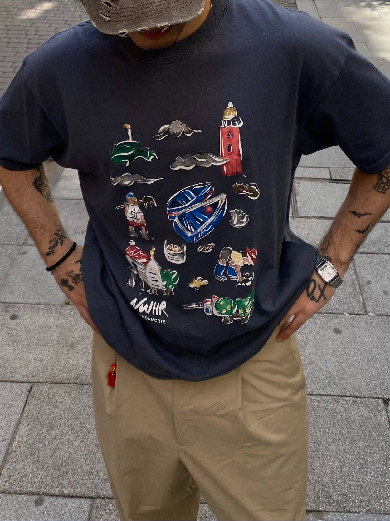 T-shirt oversize Costa da Morte con stampa