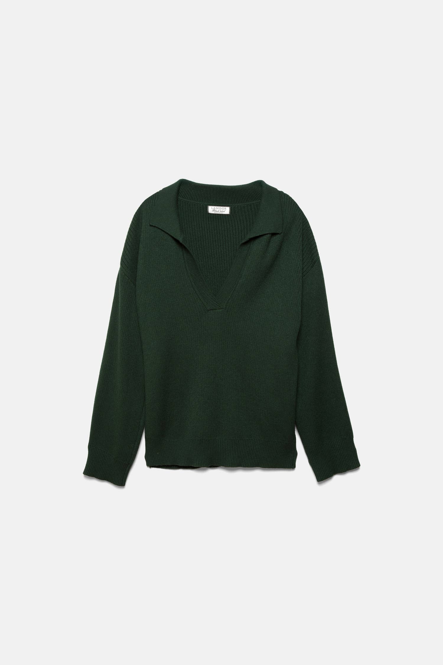 Maglione in maglia rasata con collo polo