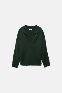 Maglione in maglia rasata con collo polo