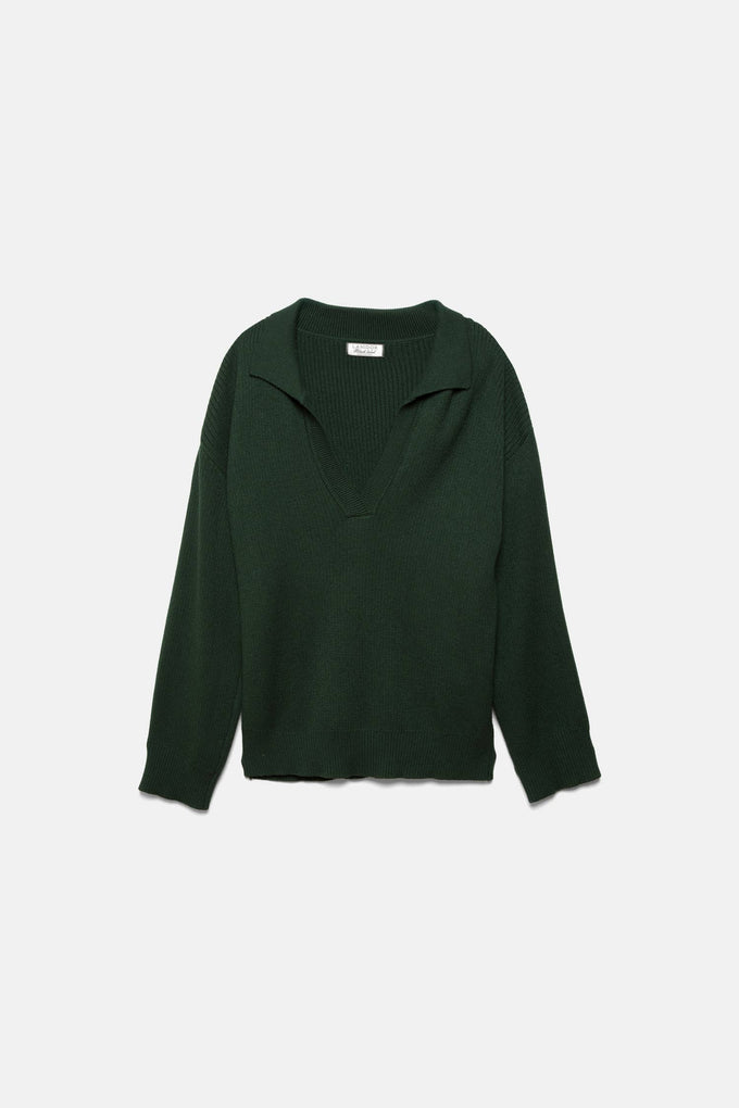 Maglione in maglia rasata con collo polo