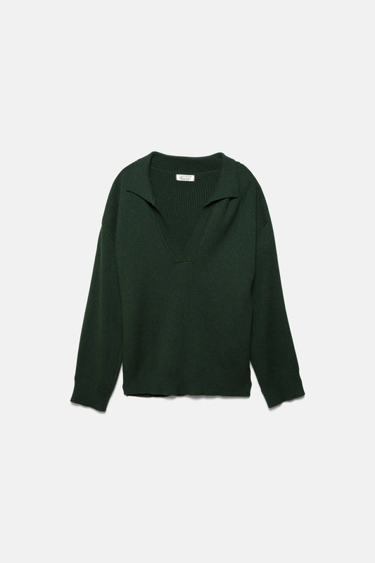 Maglione in maglia rasata con collo polo