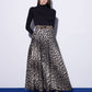 Gonna in gabardine con stampa leopardata