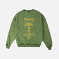 Maglione oversize in cotone biologico verde con stampa palma Phoenix