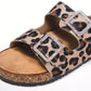 Sandali bassi animalier con fibbie gioiello