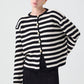 Cardigan corto a righe con bottoni dorati