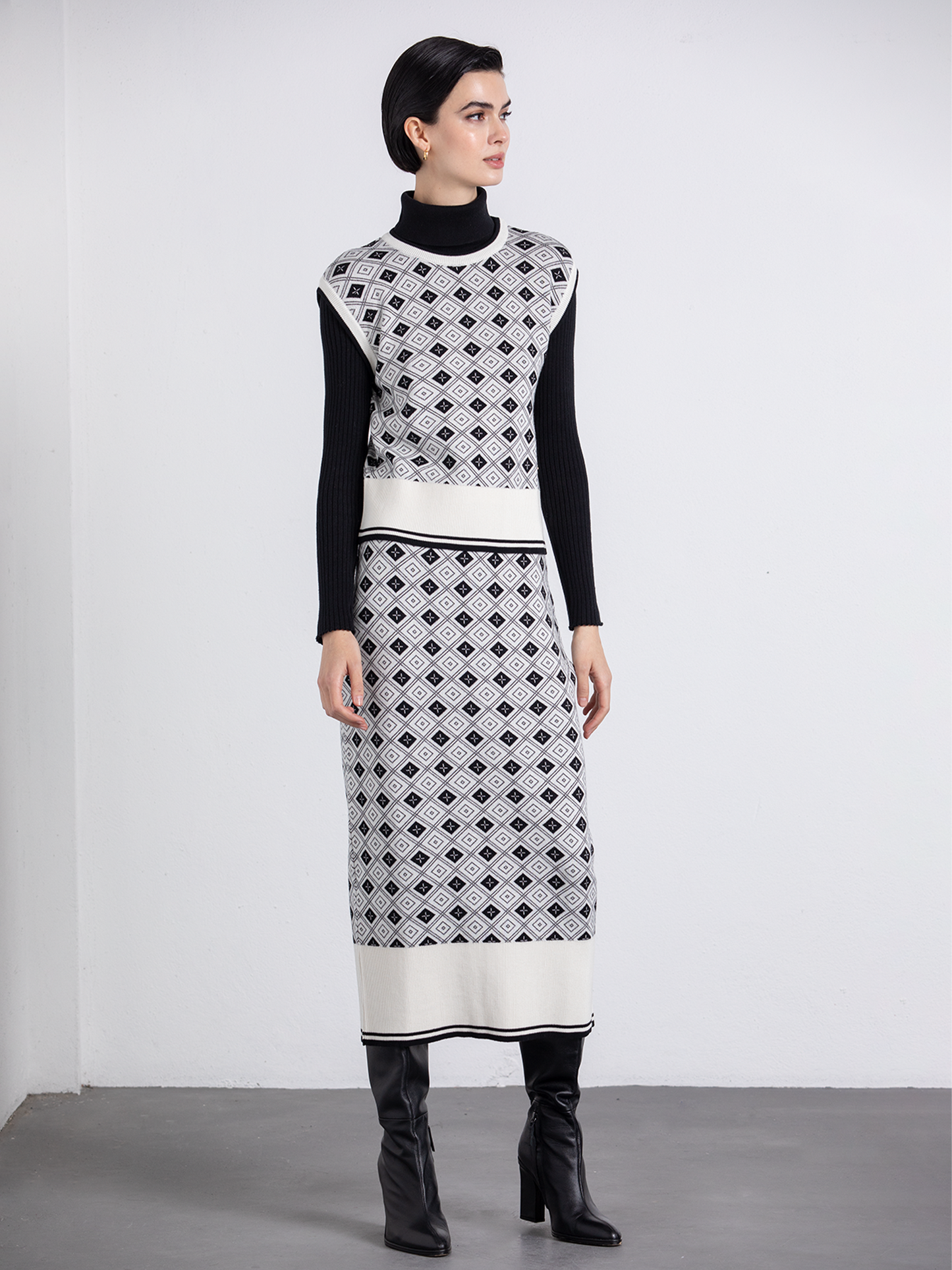 Gonna midi jacquard a rombi