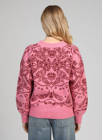 Maglione oversize jacquard bandana rosa caramella