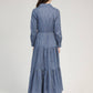 Vestito lungo chemisier a righe indigo