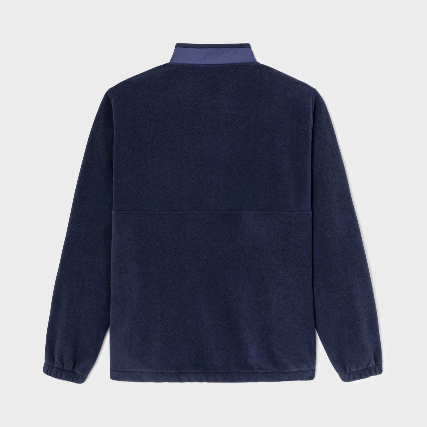 Felpa in pile blu navy con colletto a bottoni