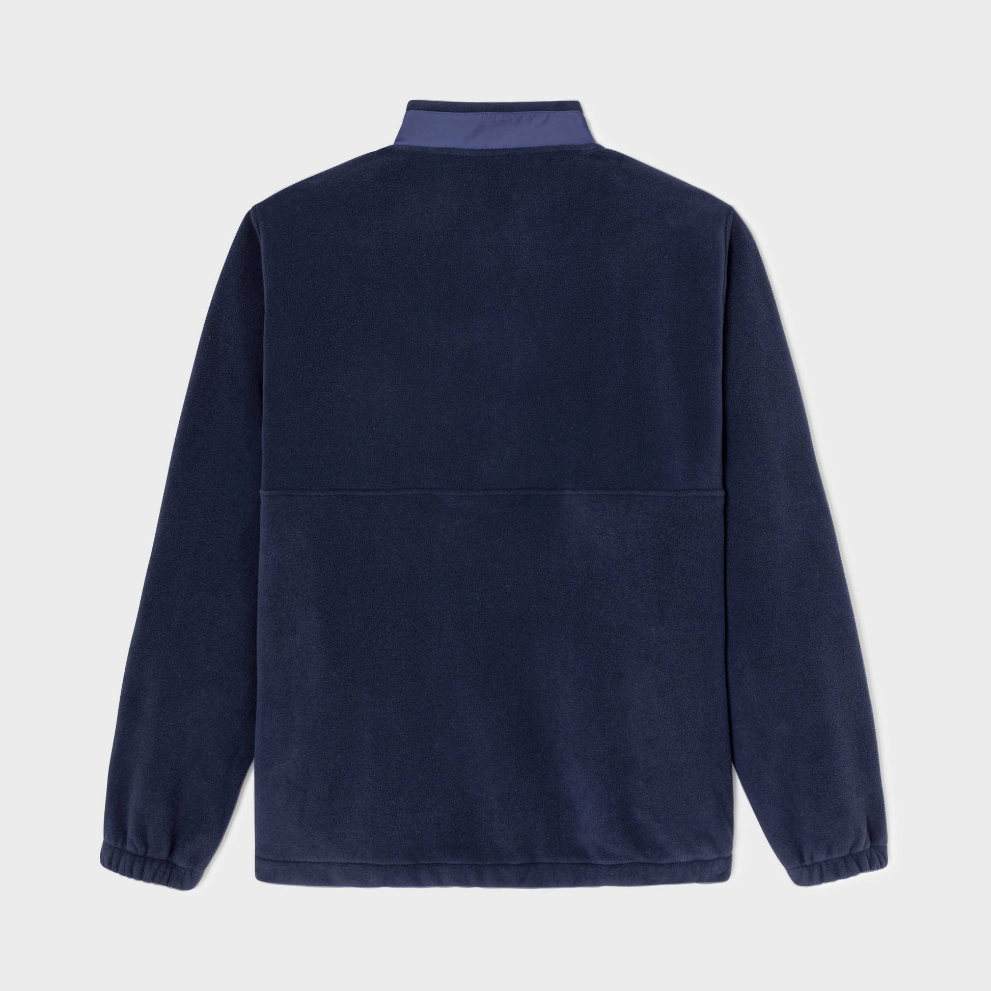 Felpa in pile blu navy con colletto a bottoni