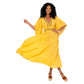 Abito lungo estivo boho in cotone giallo