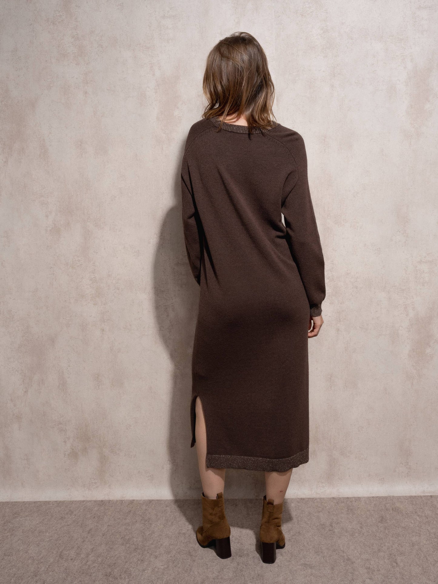 Abito lungo in maglia con lurex