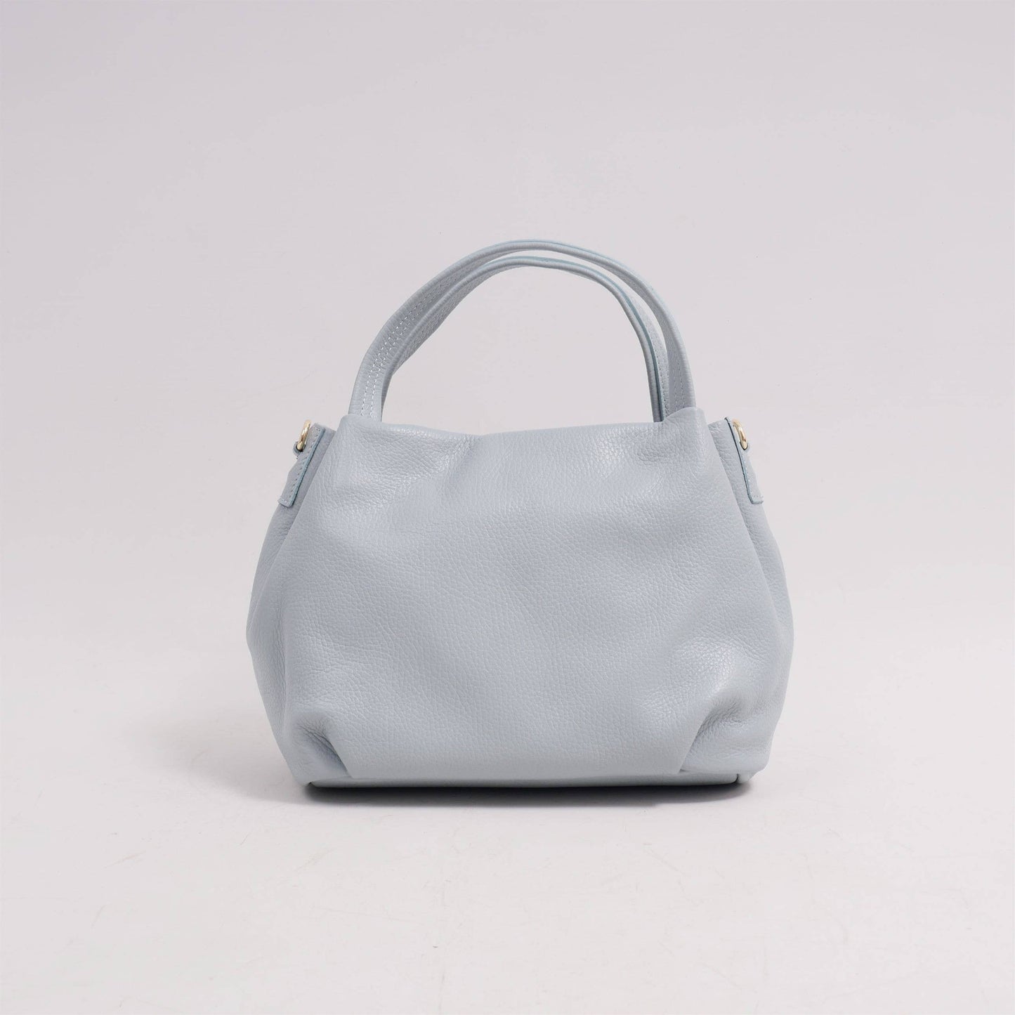 Borsa a mano e tracolla in pelle con finitura metallizzata