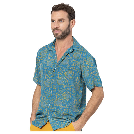 Camicia estiva a maniche corte con fantasia floreale