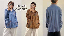Camicia effetto suede con ricami