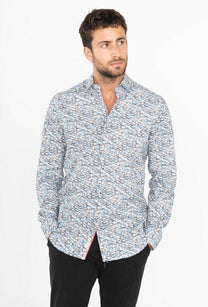 Camicia slim fit stretch con stampa auto