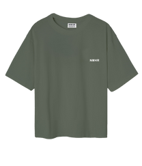 T-shirt corta oversize oliva in cotone organico
