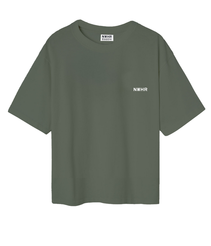 T-shirt corta oversize oliva in cotone organico