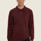 Maglione polo in cotone organico color cioccolato amaro