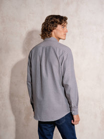 Camicia da uomo in cotone misto a microquadri