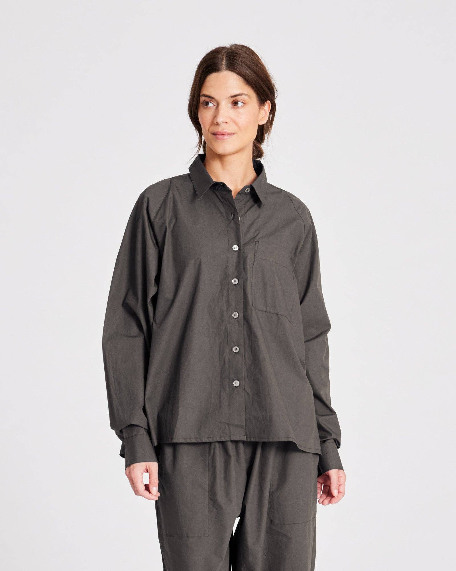 Camicia corta in popeline con maniche raglan Bella