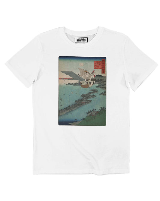 T-shirt unisex in cotone biologico con stampa barca volante
