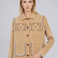 Gilet Nisani beige con ricami e frange