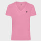 T-shirt rosa antimacchia con scollo a V