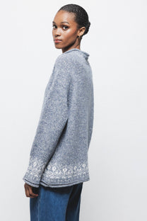 Maglione jacquard in maglia con girocollo