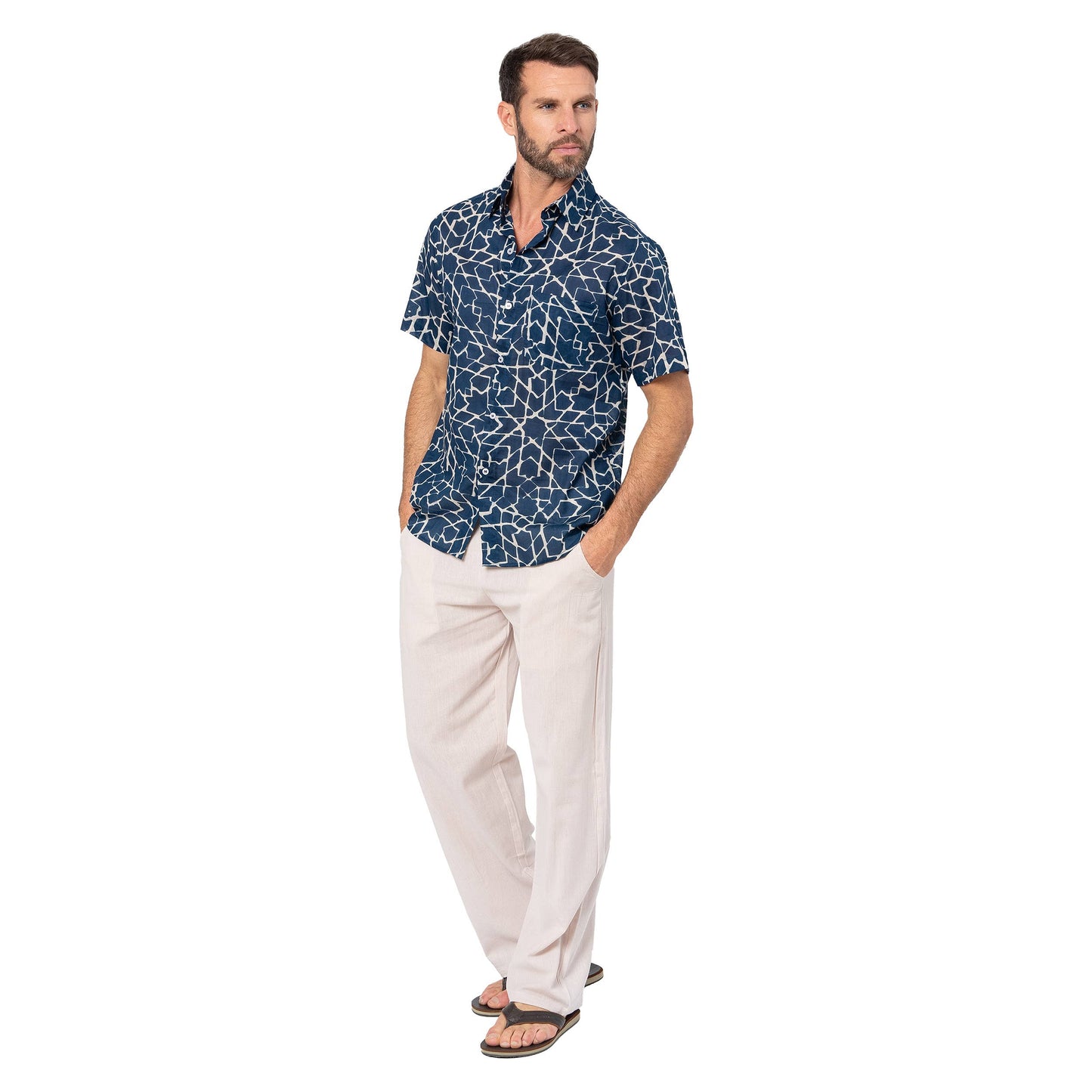 Camicia estiva in voile di cotone a maniche corte
