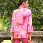Blusa in viscosa con stampa acquerello fucsia