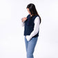 Gilet sherpa donna con zip blu navy