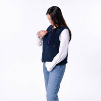 Gilet sherpa donna con zip blu navy