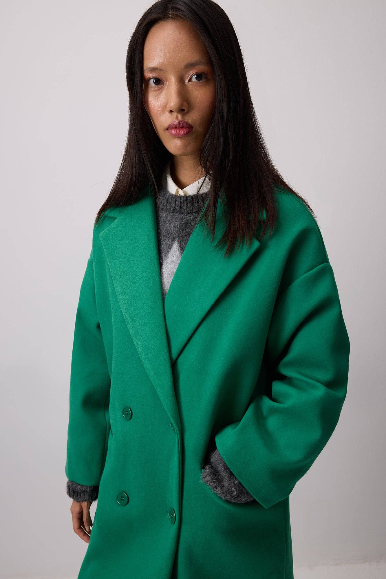 Cappotto oversize doppiopetto verde