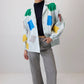 Giacca in gabardine con toppe colorate