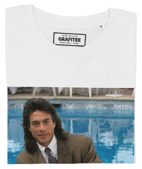 T-shirt bianca unisex con stampa fotografica cinematografica