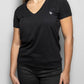 T-shirt nera antimacchia con scollo a V
