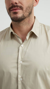 Camicia in cotone compatto avorio