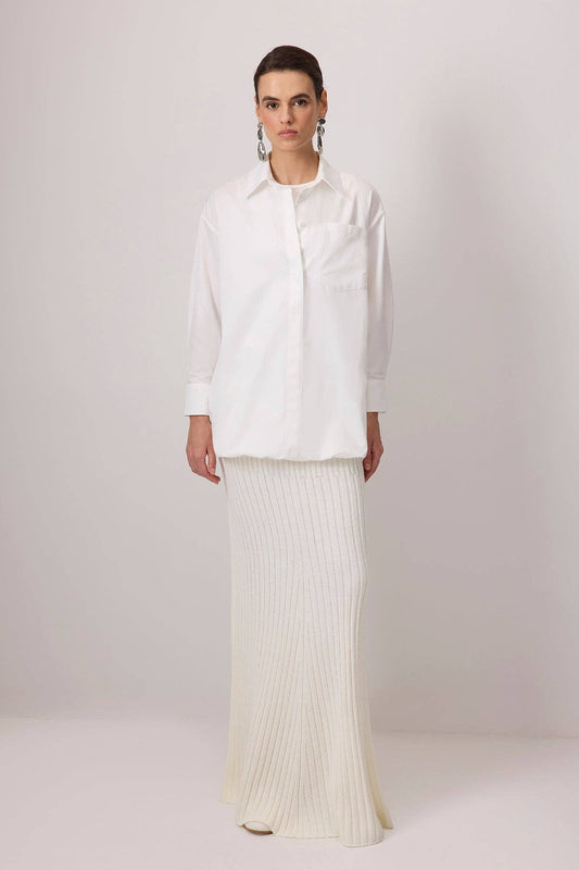 Camicia oversize con maniche a palloncino in misto cotone