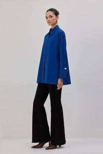 Camicia in popeline con polsini ampi