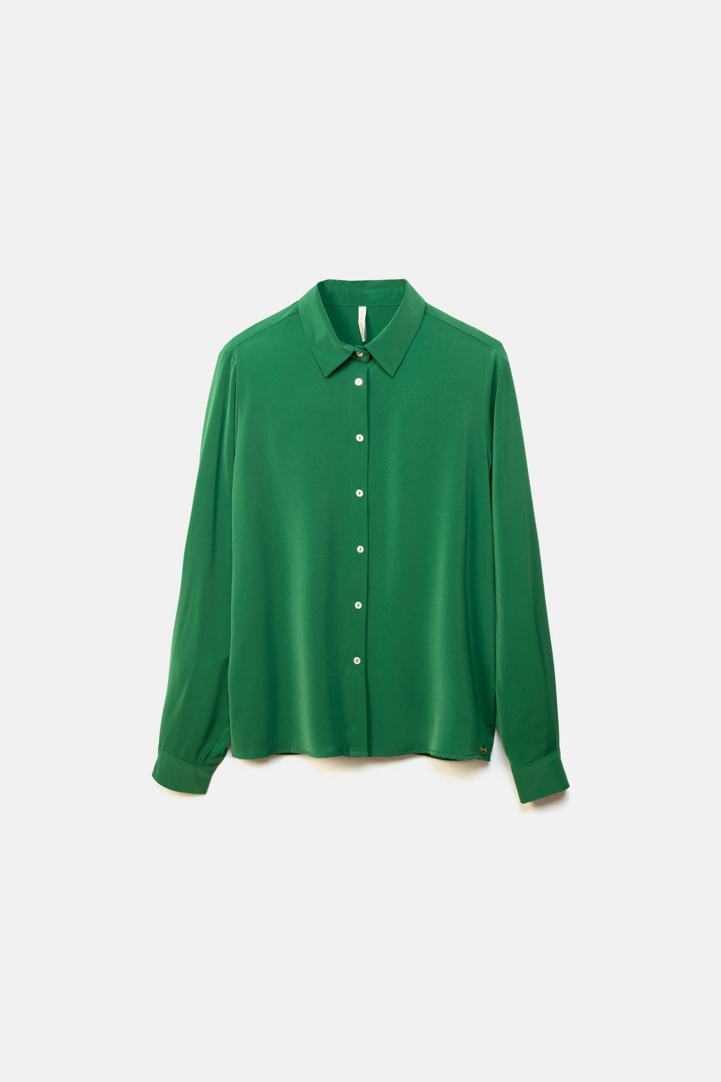 Camicia in raso tinta unita verde