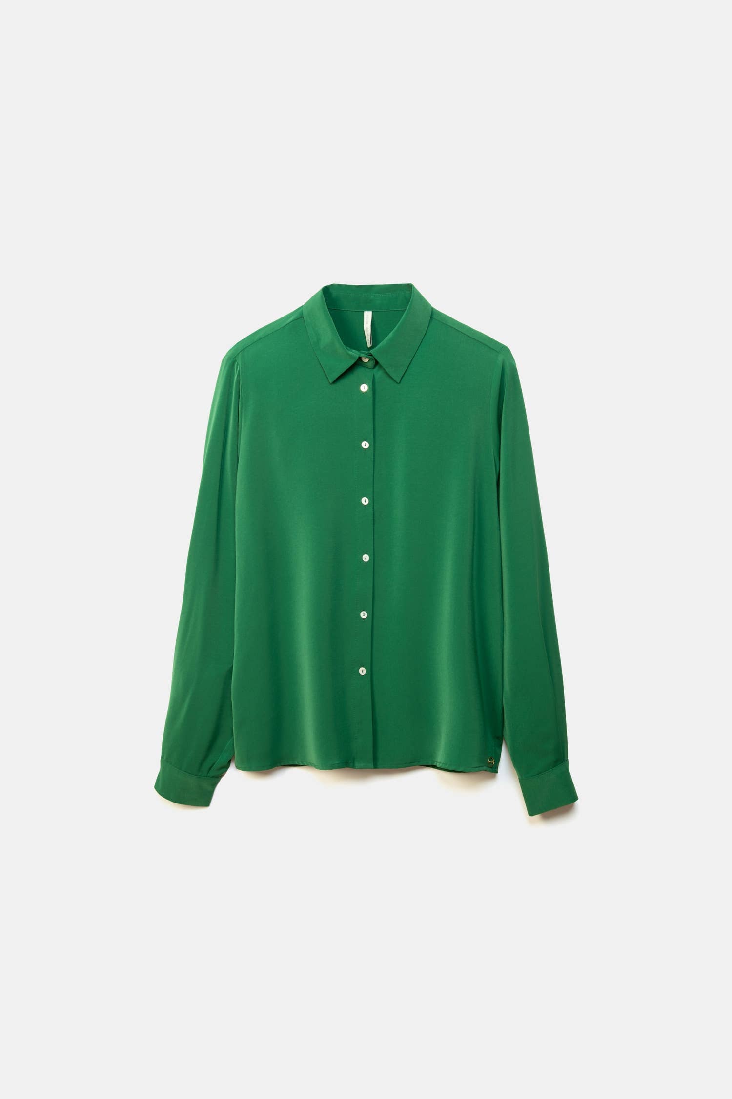Camicia in raso tinta unita verde