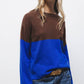 Maglione a maglia bicolore con finiture a coste