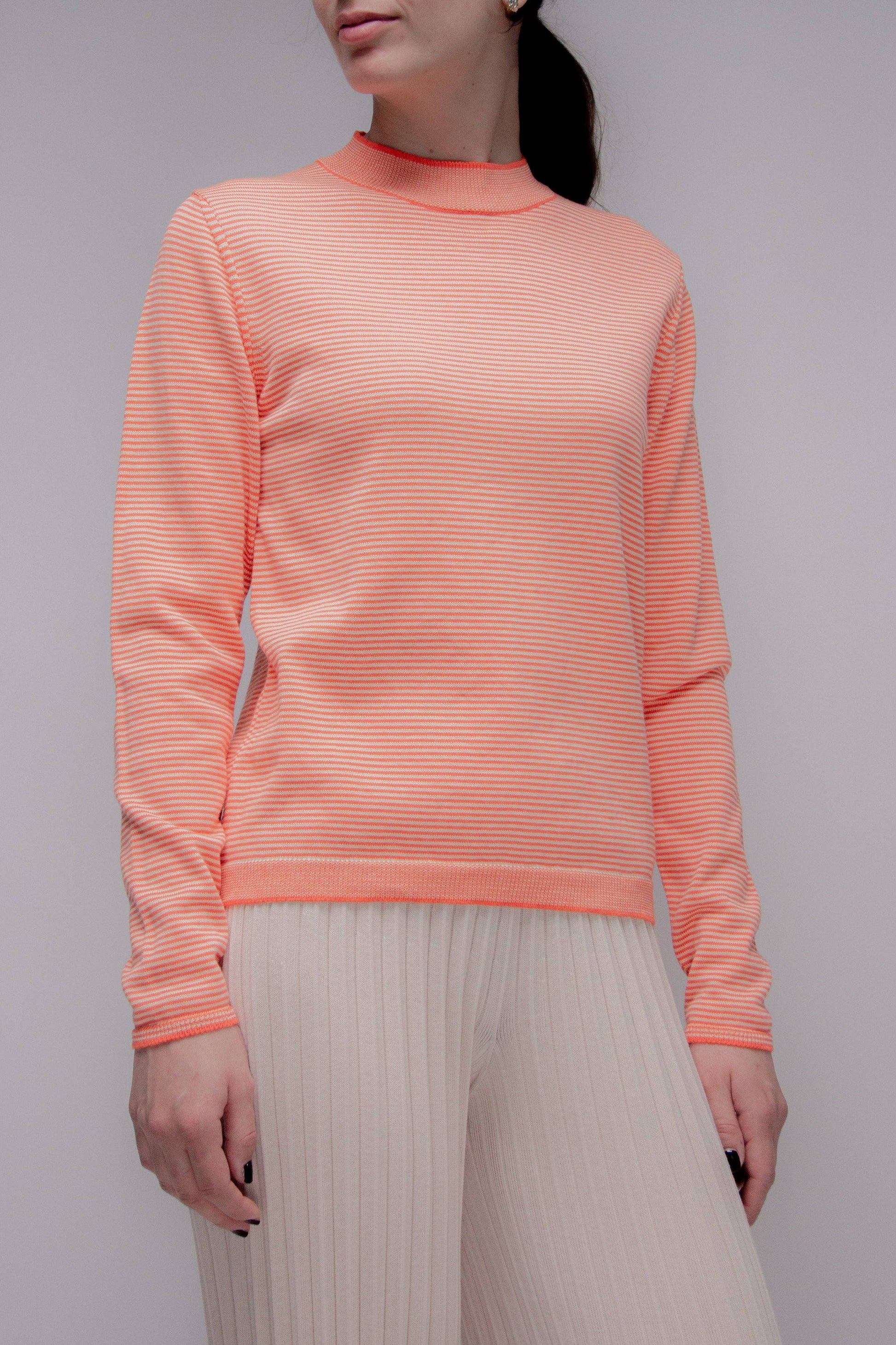 Maglione girocollo a righe in cotone Pima