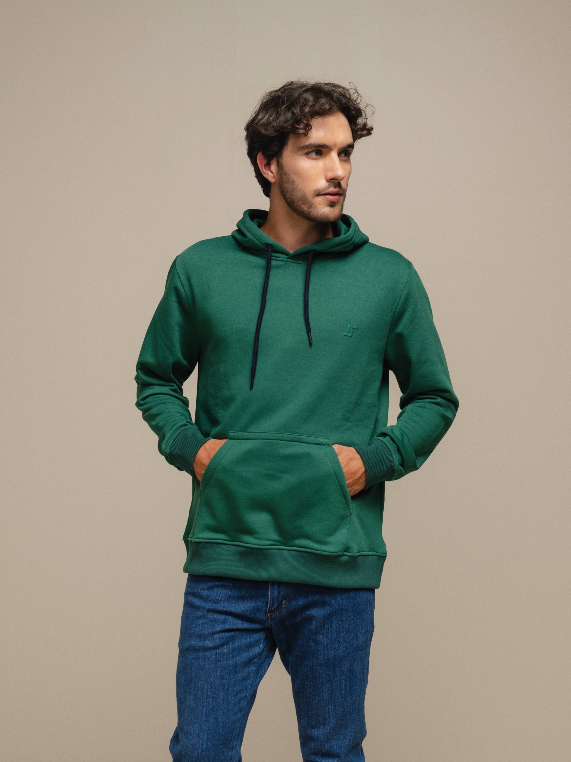 Felpa uomo con cappuccio in misto cotone