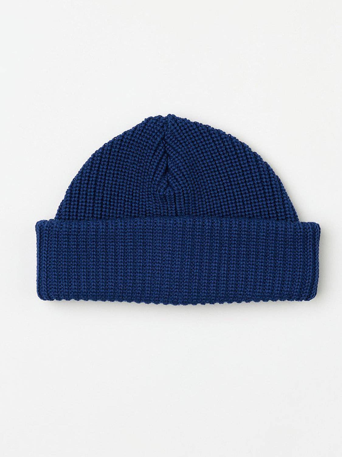 Cappello beanie in lana merino blu a coste