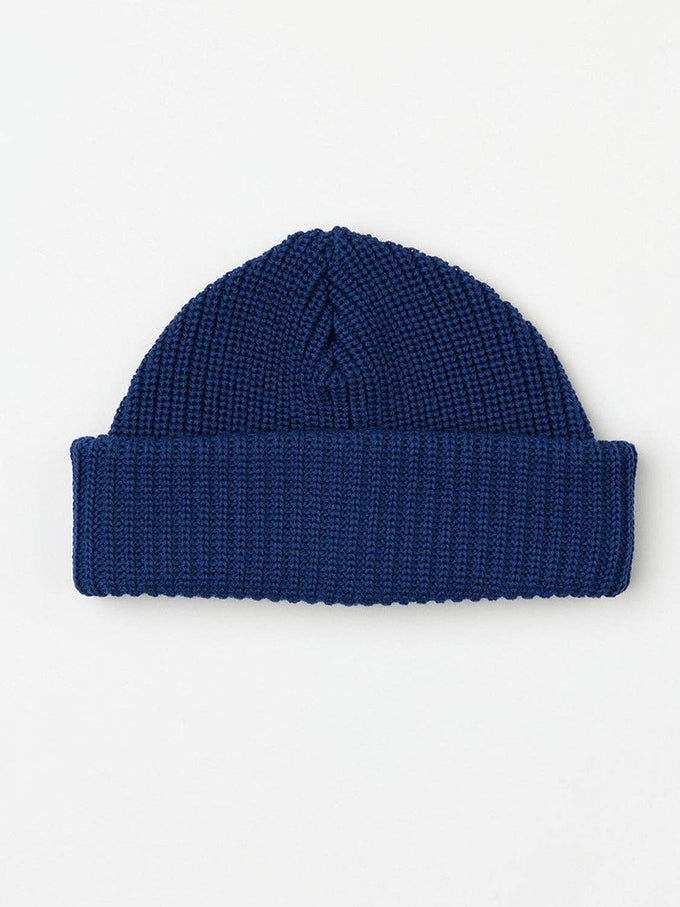 Cappello beanie in lana merino blu a coste
